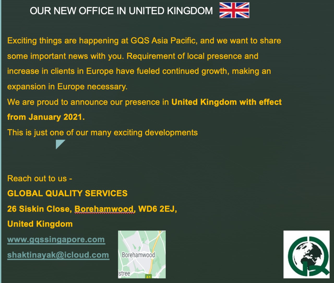GQS is Proud to Announce Certification Support Services in UK